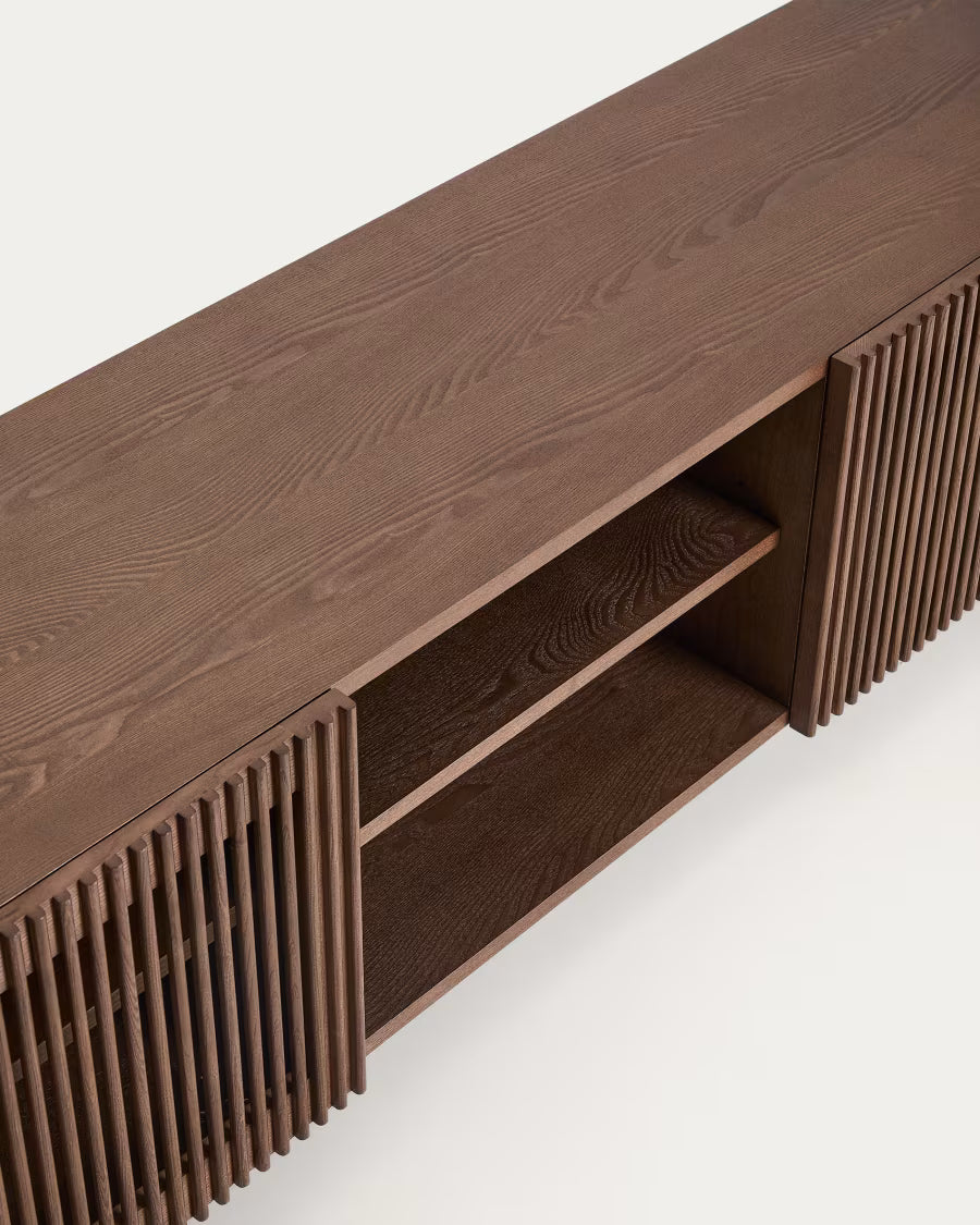 Beyla TV stand in ash veneer and walnut finish
