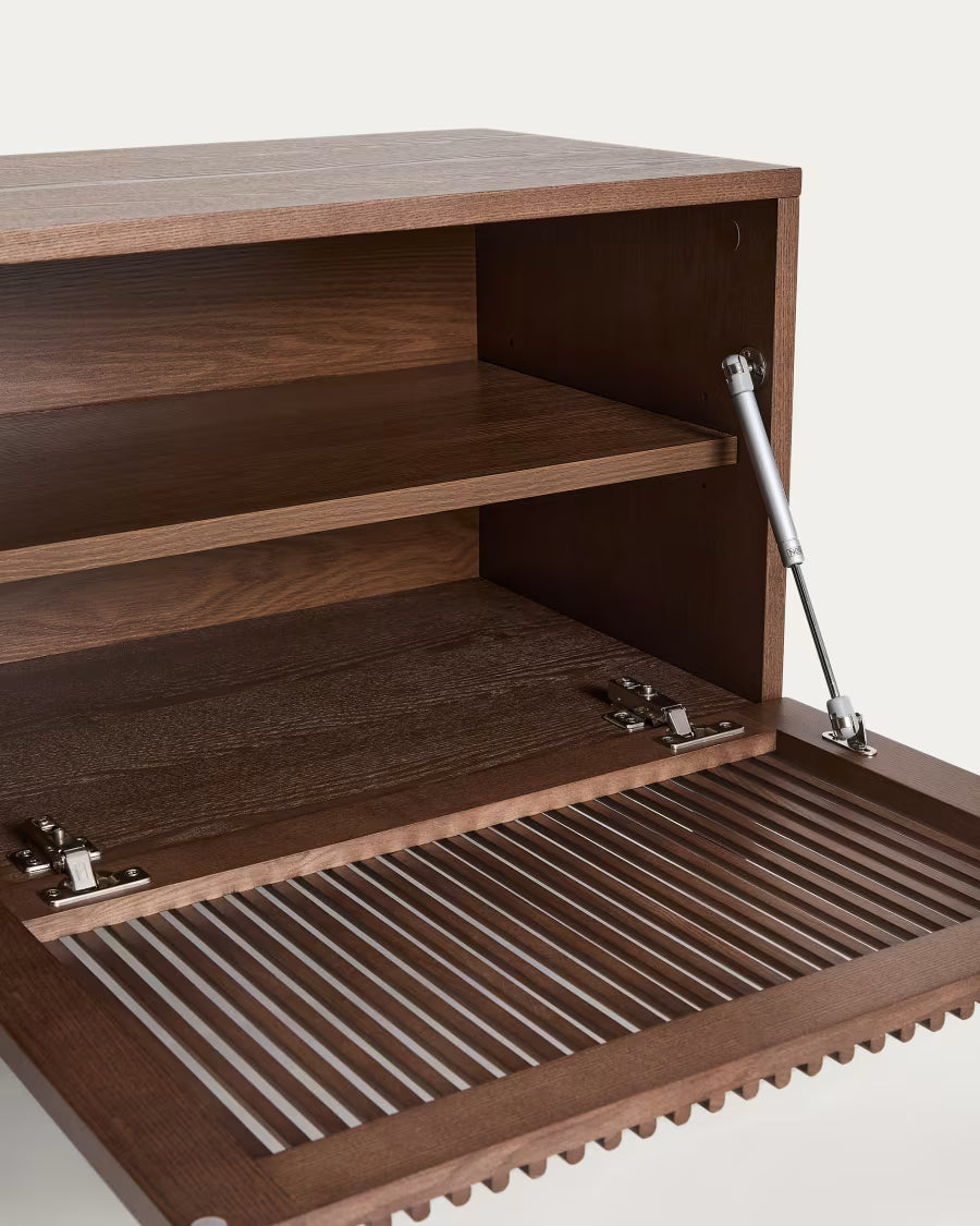 Beyla TV stand in ash veneer and walnut finish