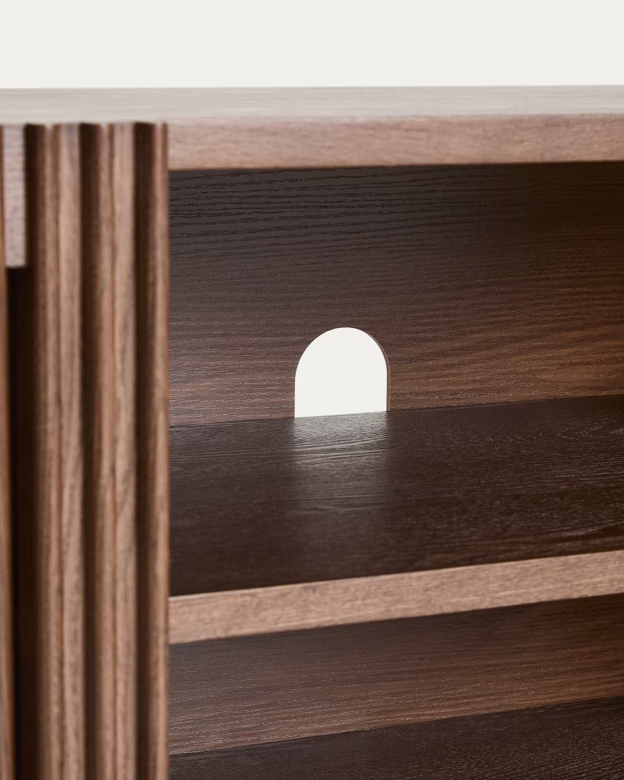 Beyla TV stand in ash veneer and walnut finish