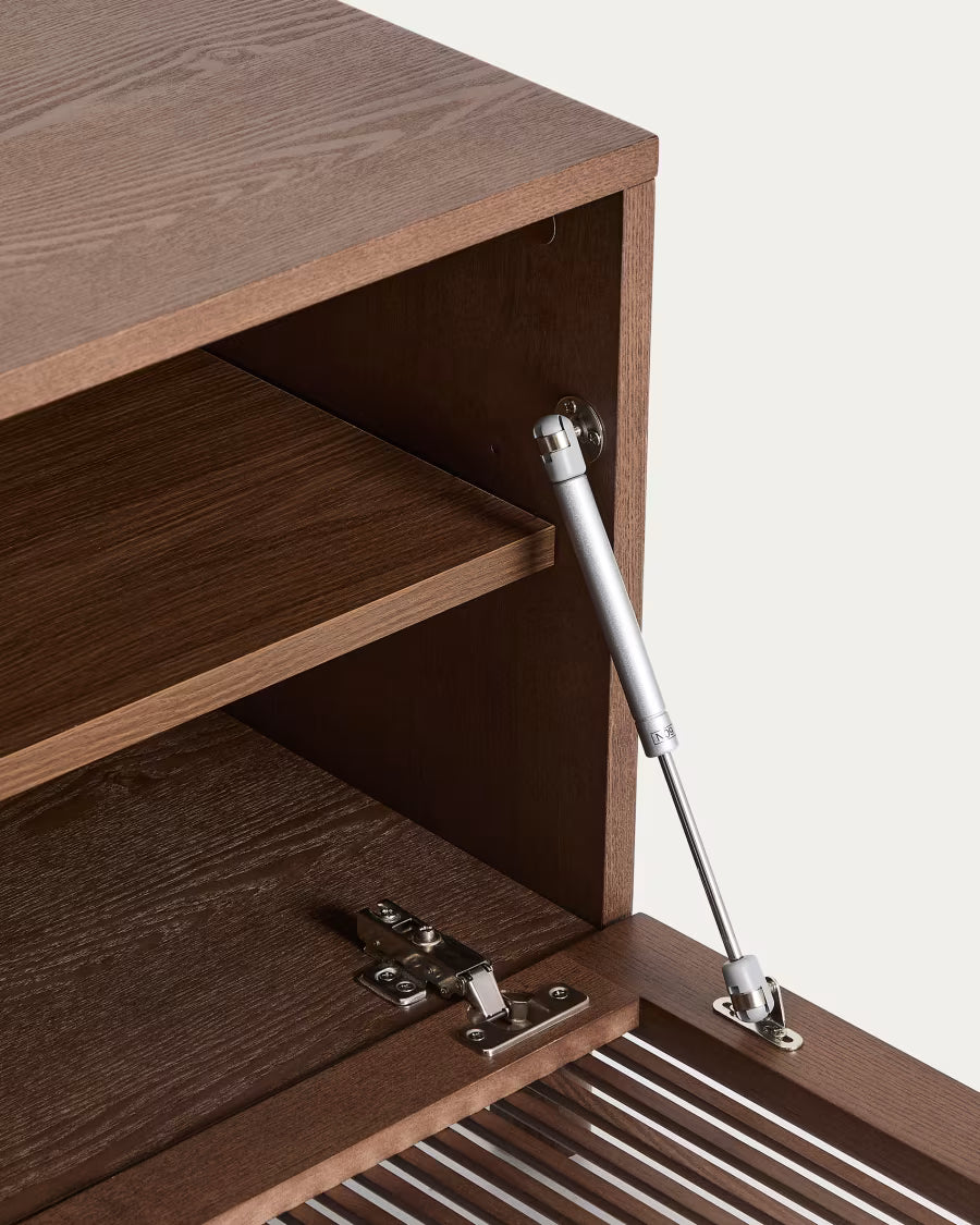 Beyla TV stand in ash veneer and walnut finish