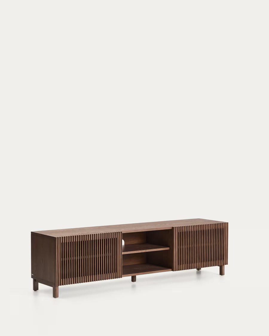Beyla TV stand in ash veneer and walnut finish