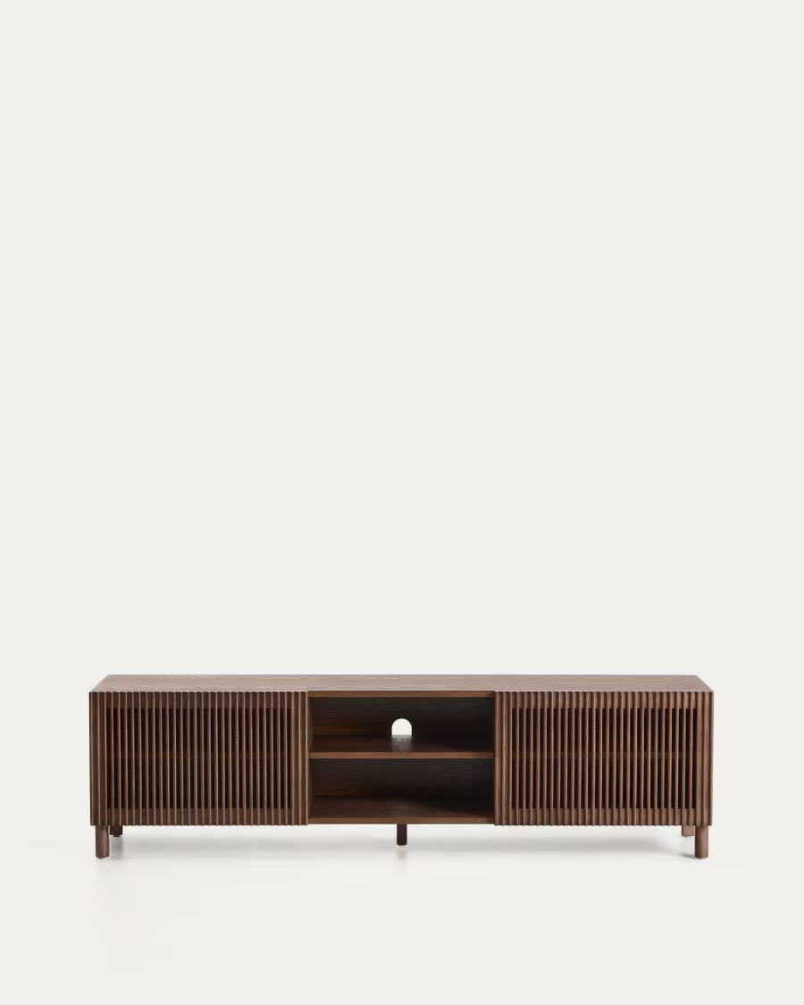 Beyla TV stand in ash veneer and walnut finish