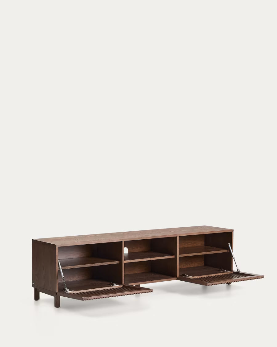 Beyla TV stand in ash veneer and walnut finish