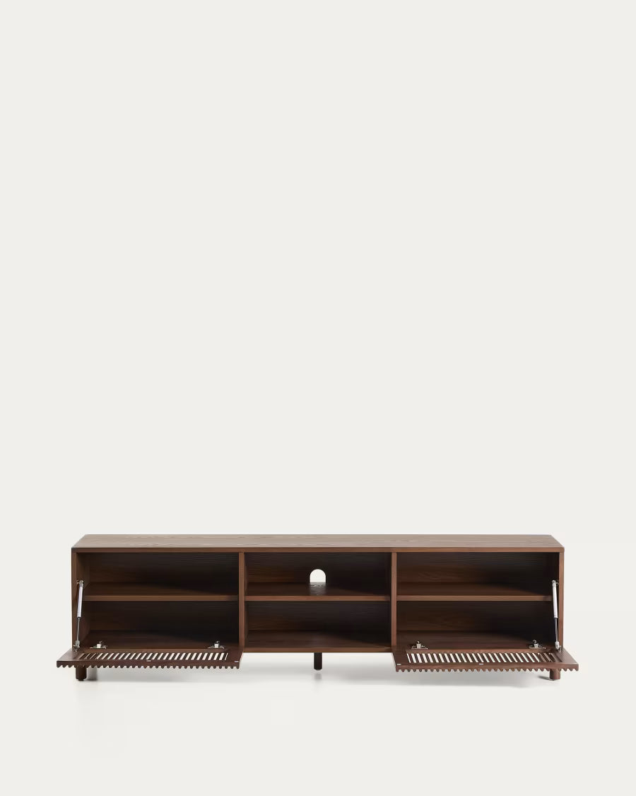 Beyla TV stand in ash veneer and walnut finish