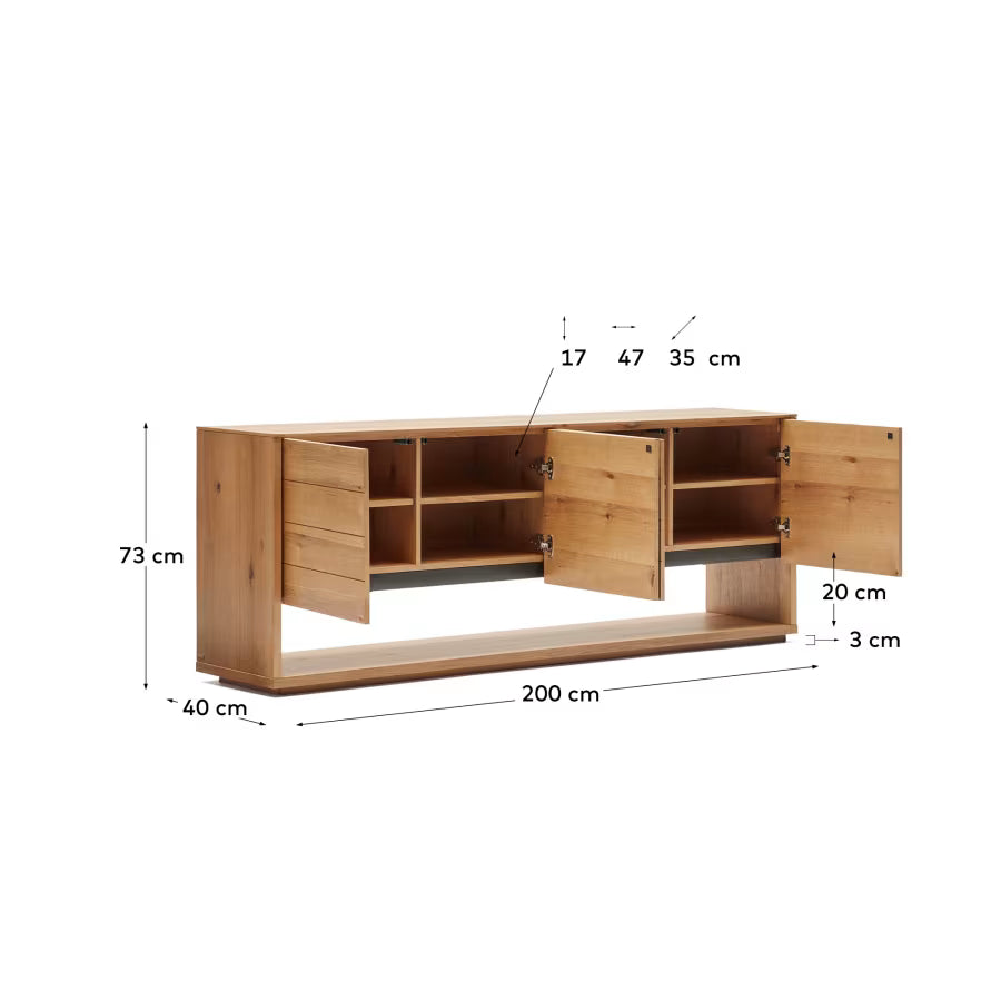 Alguema Sideboard with 4 doors in Natural Finish.