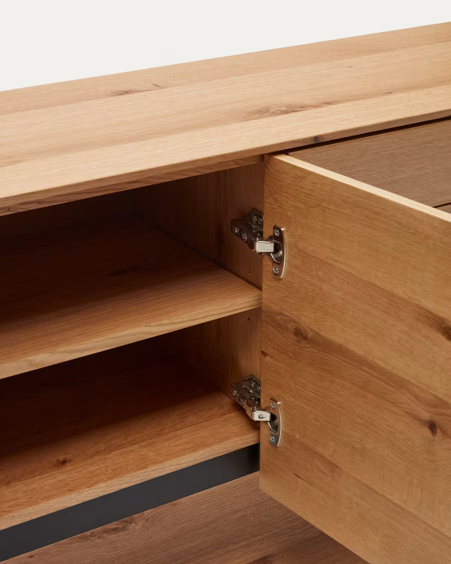 Alguema sideboard with 4 doors in oak veneer with natural finish