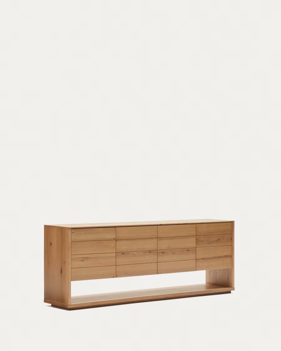 Alguema sideboard with 4 doors in oak veneer with natural finish