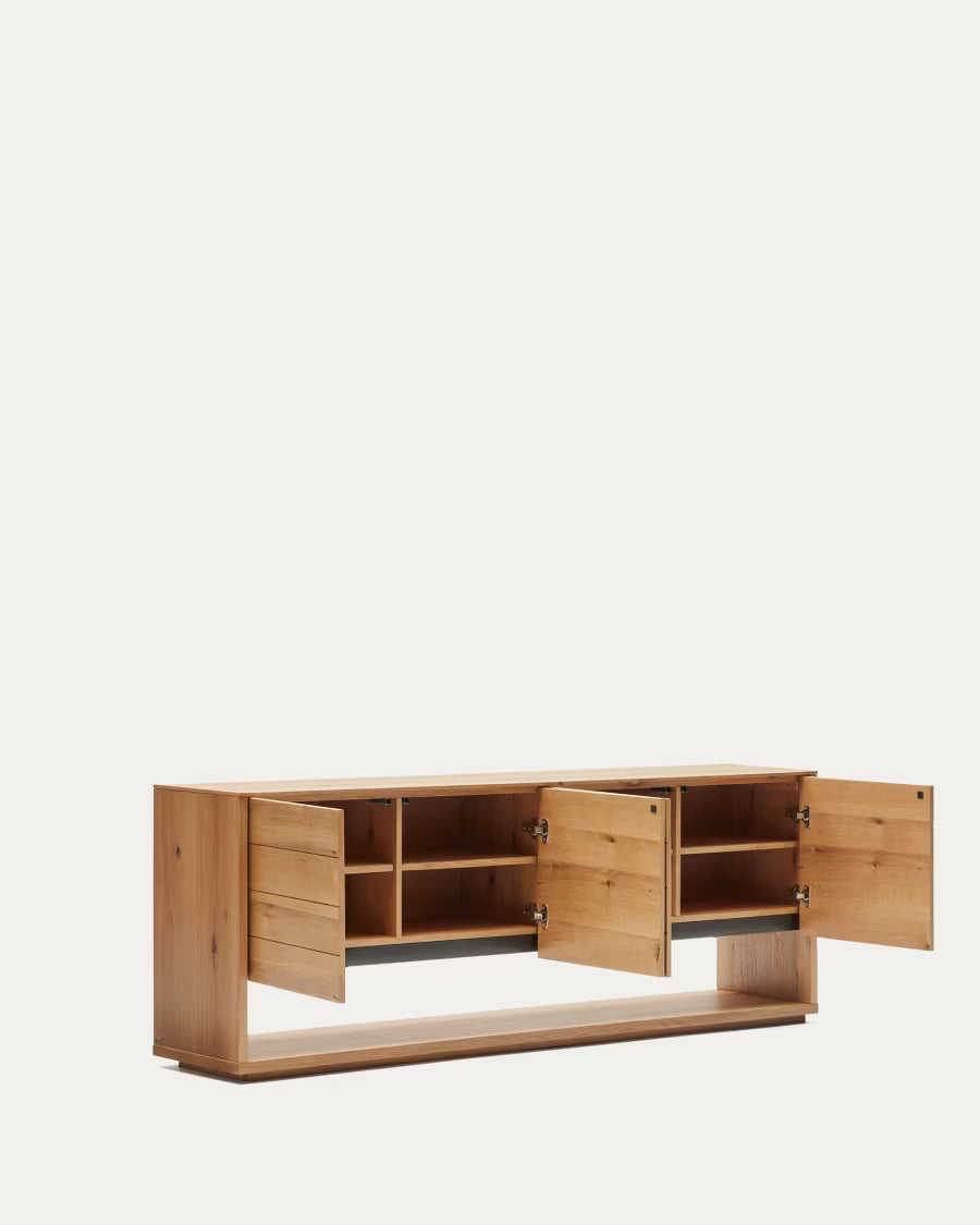 Alguema sideboard with 4 doors in oak veneer with natural finish