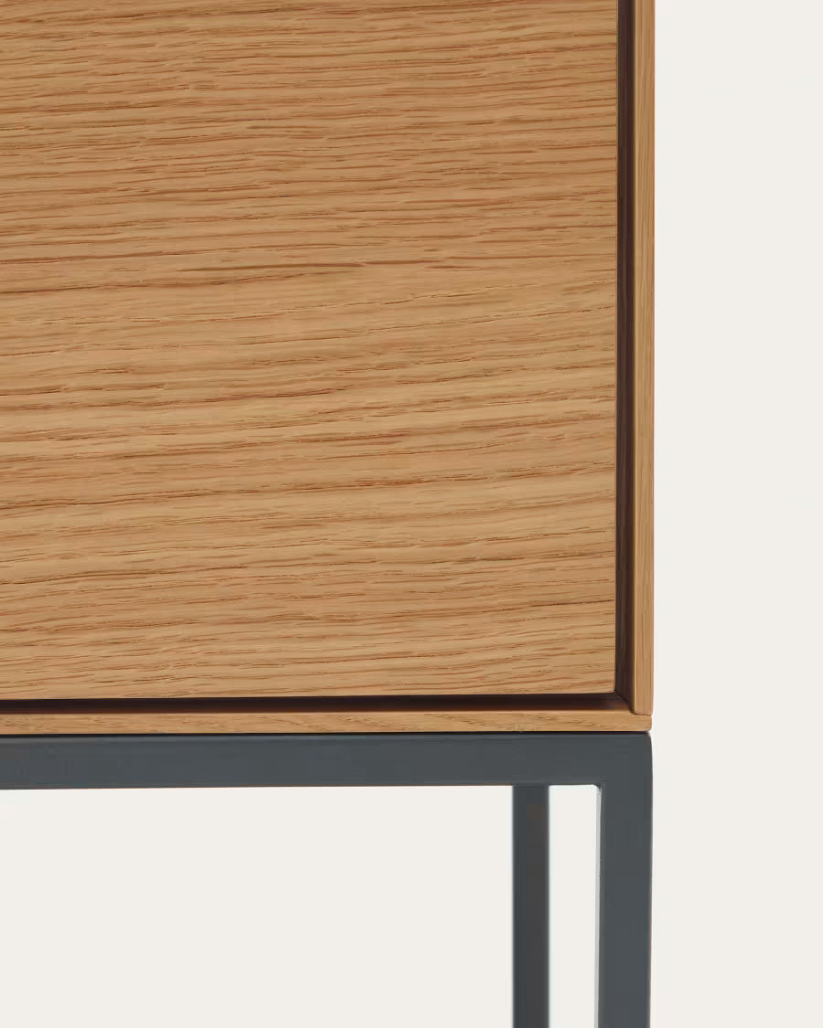 Vedrana 4 door tall sideboard in oak veneer with steel leg