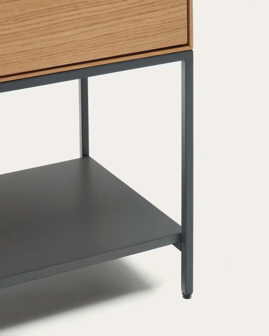 Vedrana 4 door tall sideboard in oak veneer with steel leg