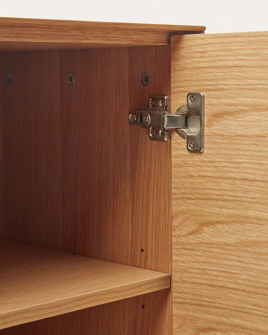 Vedrana 4 door tall sideboard in oak veneer with steel leg