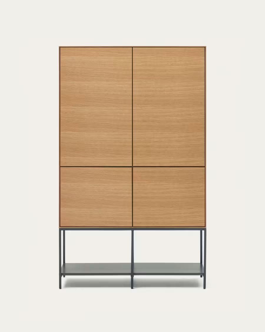 Vedrana 4 door tall sideboard in oak veneer with steel leg