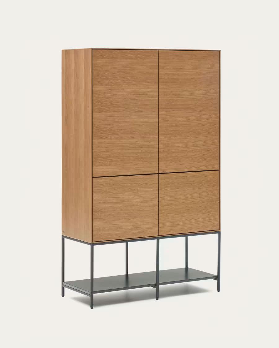 Vedrana 4 door tall sideboard in oak veneer with steel leg