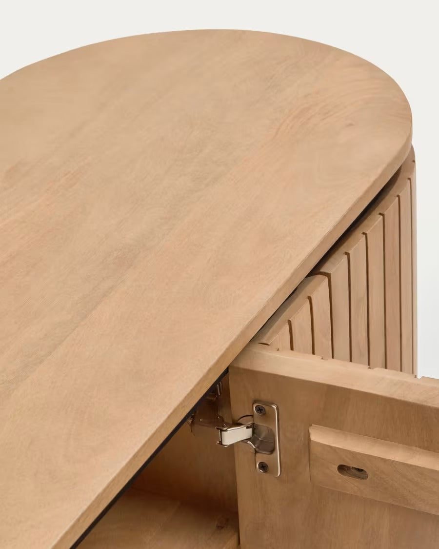 Licia TV Stand with 4 doors, solid mango wood with natural finish and metal, 200x55cm