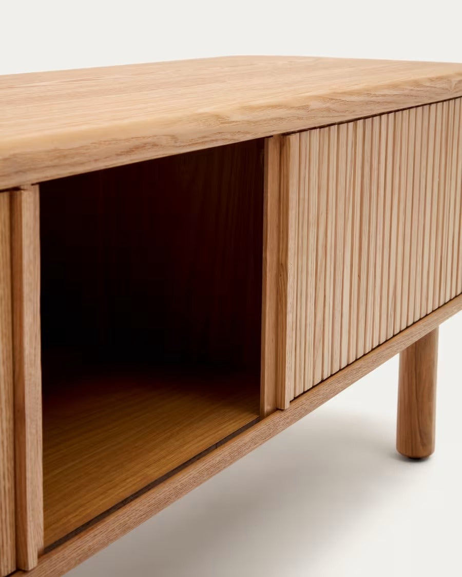 Mailen 2 Door TV Stand in ash veneer with a natural finish 200 x 50 cm