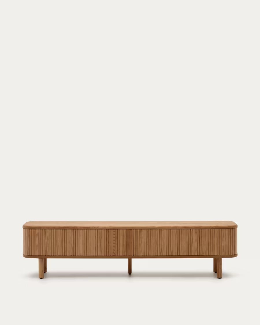 Mailen 2 Door TV Stand in ash veneer with a natural finish 200 x 50 cm