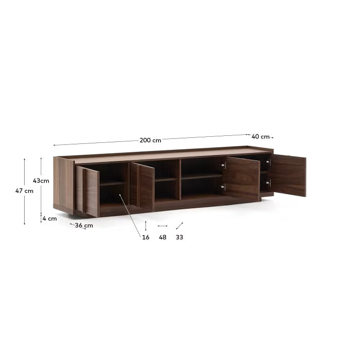 Onix TV stand with a walnut veneer in a dark finish 200 x 45 cm?