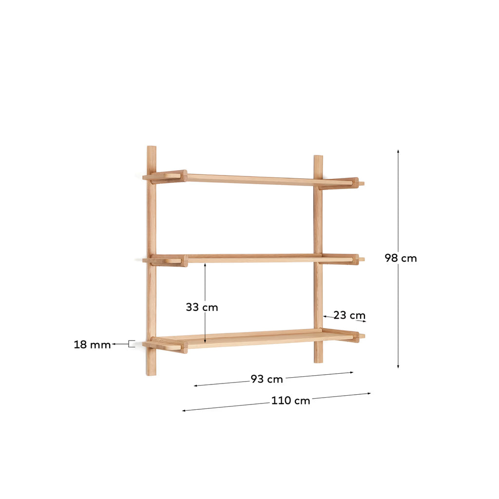 Sitra modular shelf, 3 in a natural finish, 110 cm