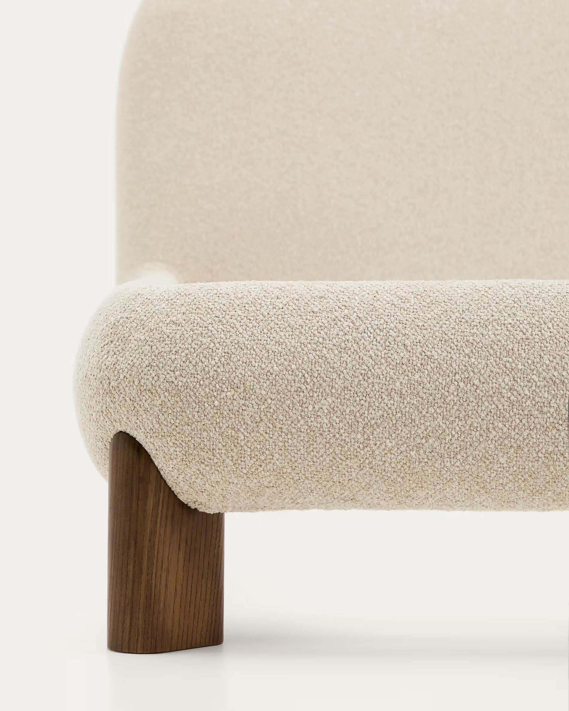 Odina ecru bouclé bed with removable cover for 160 x 200cm