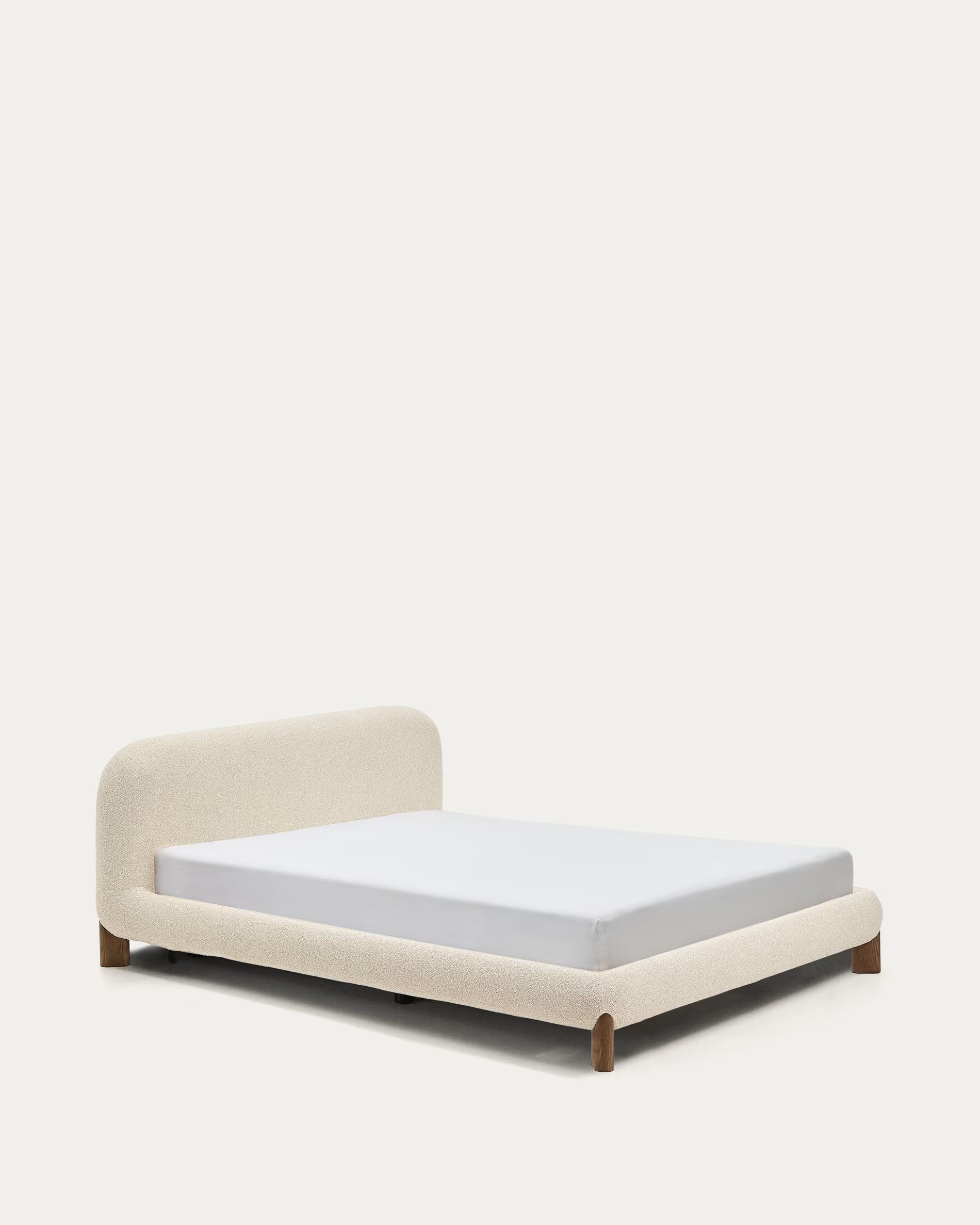 Odina ecru bouclé bed with removable cover for 160 x 200cm