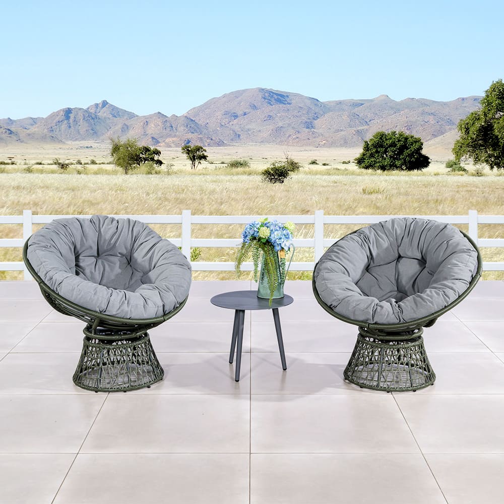 Nest Swivel Rattan Chair Shell Olive