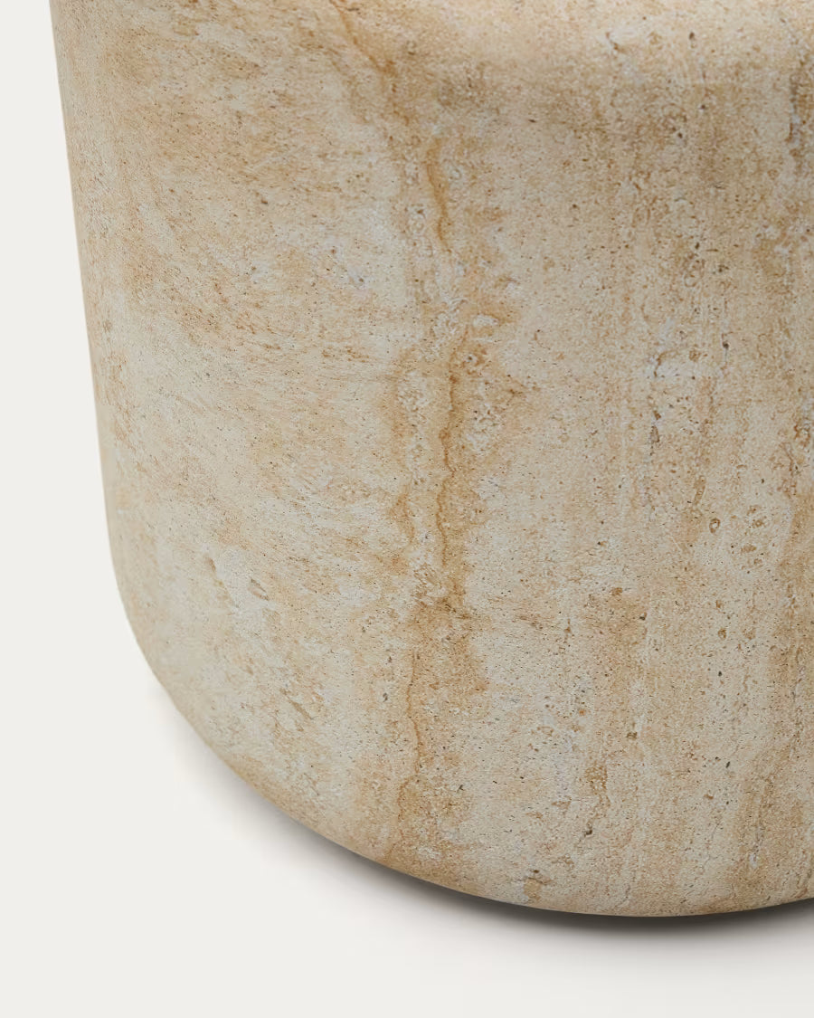 Drasi Cement Side Table with travertine-effect finish 60cm