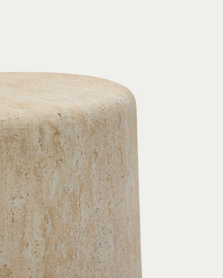 Drasi Cement Side Table with travertine-effect finish 60cm