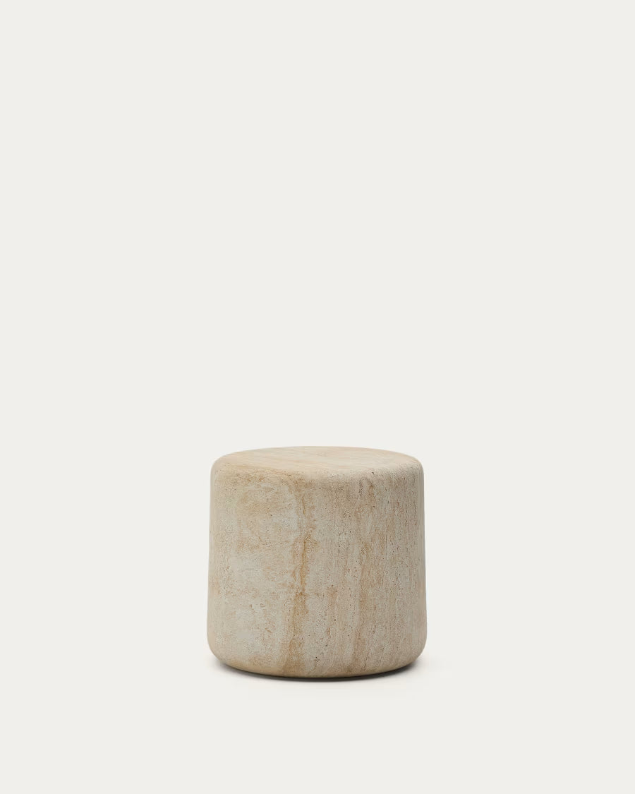 Drasi Cement Side Table with travertine-effect finish 60cm