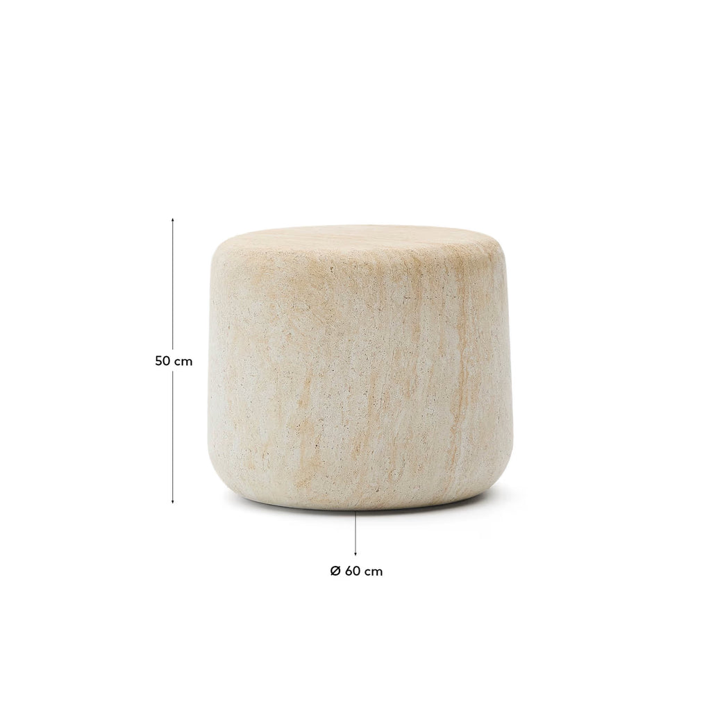 Drasi Cement Side Table with travertine-effect finish 60cm