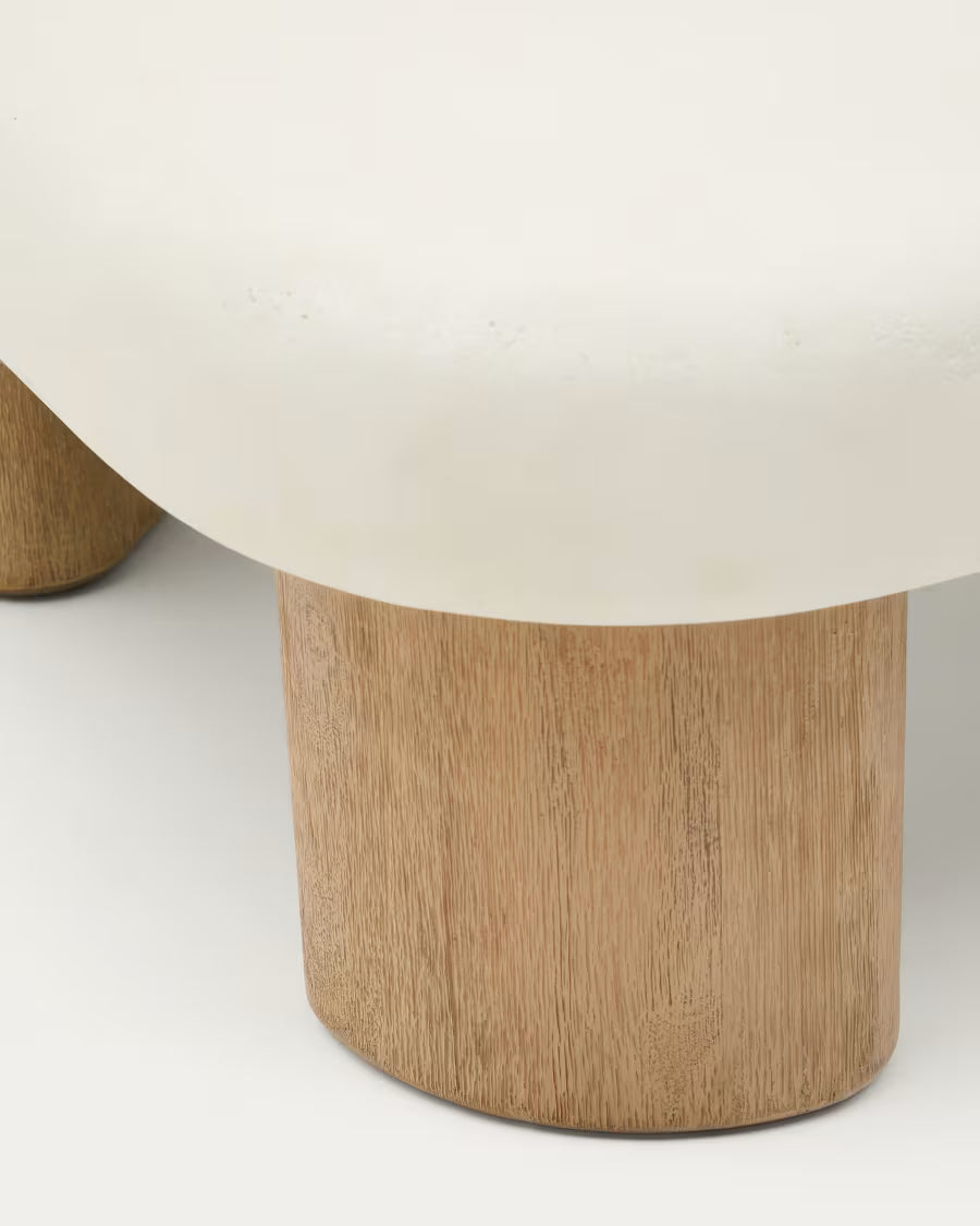 Labra coffee table in cement and acacia wood 140 x 70cm