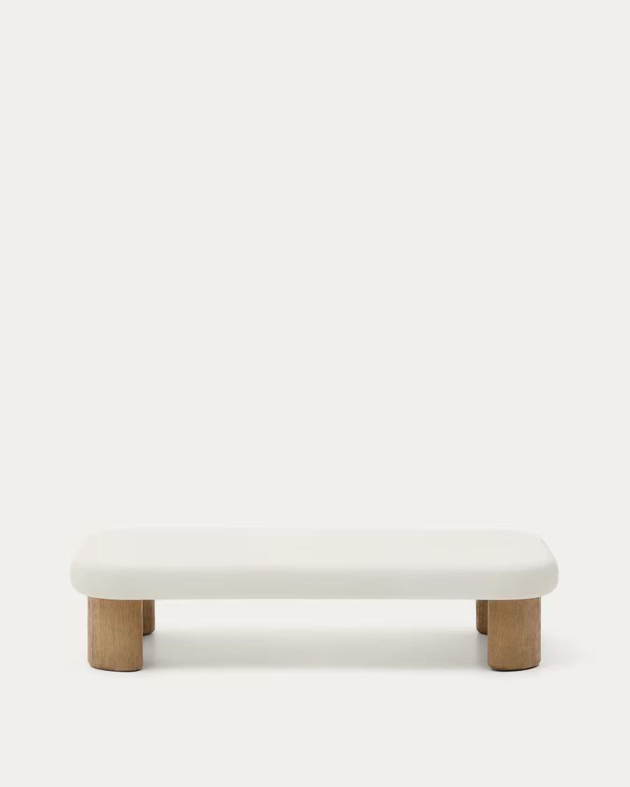 Labra coffee table in cement and acacia wood 140 x 70cm