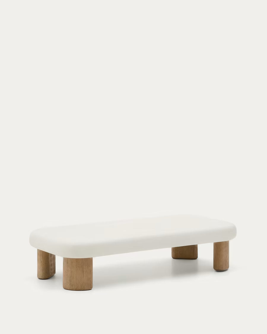 Labra coffee table in cement and acacia wood 140 x 70cm