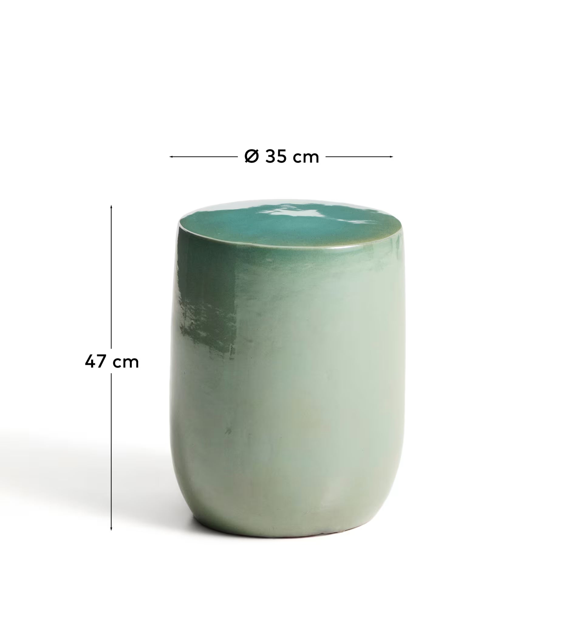 Mesquida side table in ceramic turquoise finish Ø35cm.