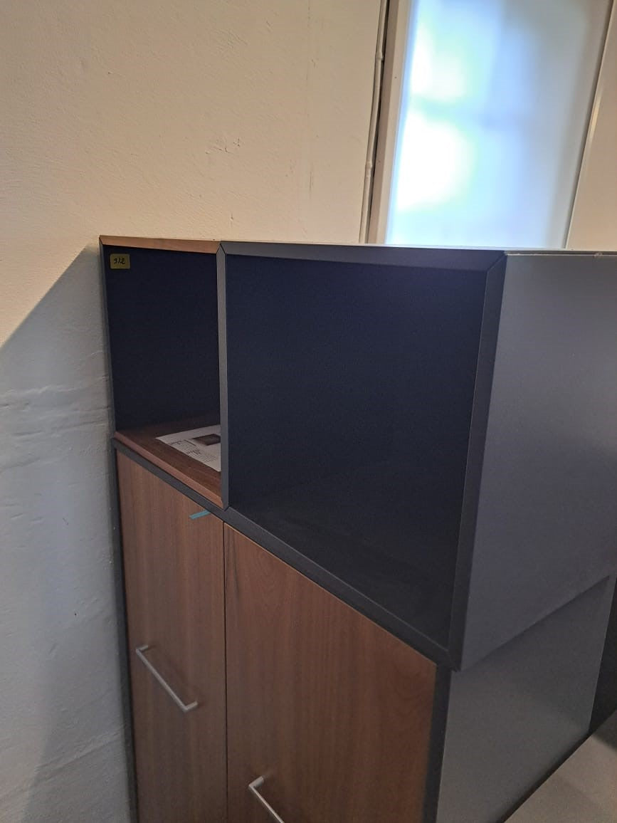 BOOK SHELF WITH OPEN SHELVING - BLACK AND WOOD 40X40CM