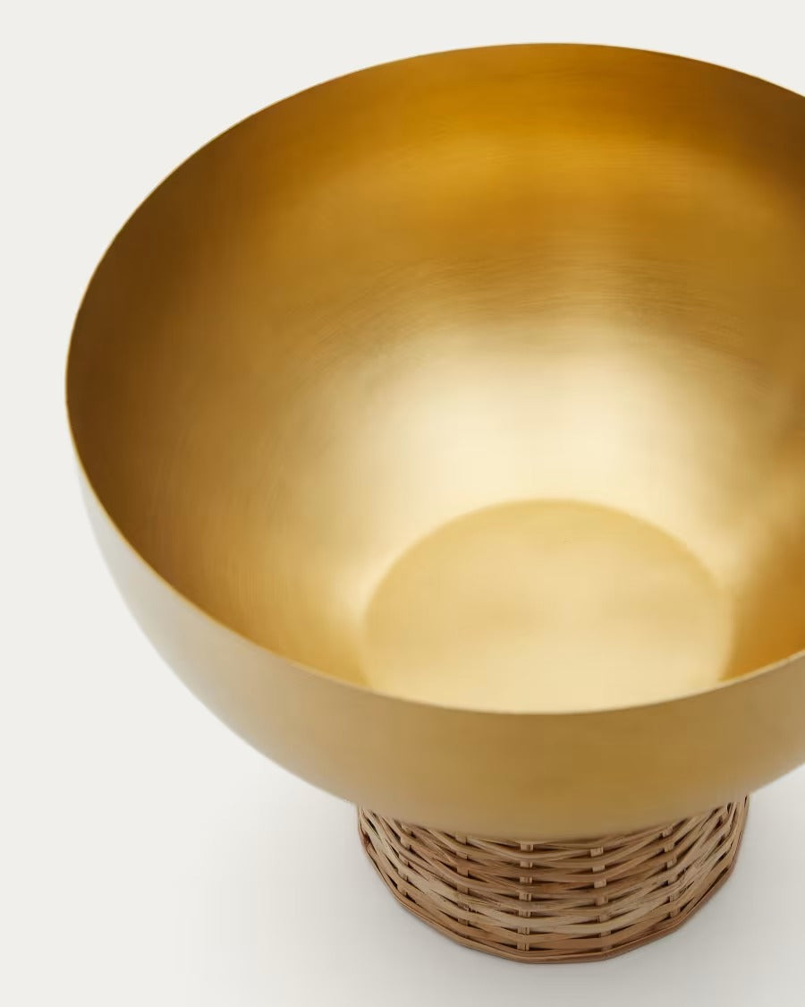 Suli Small Bowl made of gold-finished stainless steel and rattan