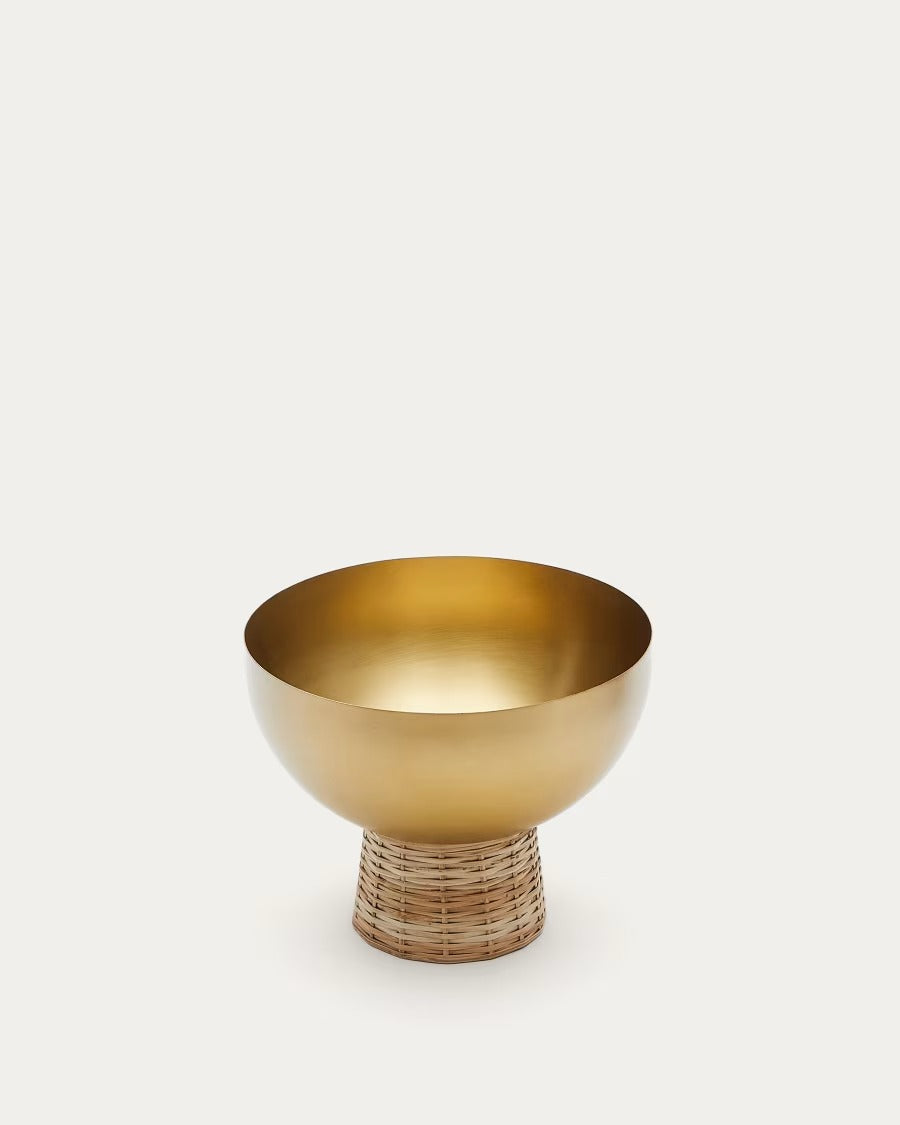 Suli Small Bowl made of gold-finished stainless steel and rattan