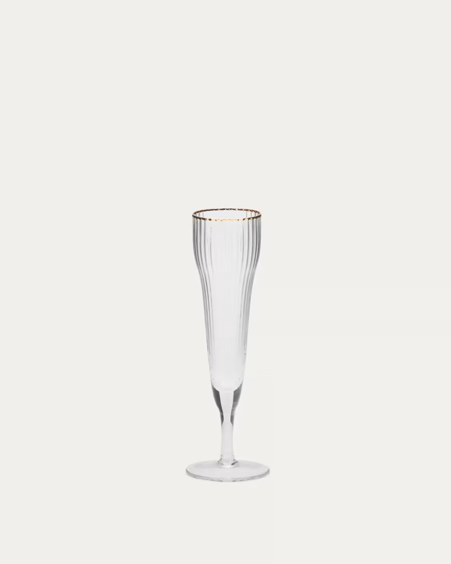Ayan Champagne Flute in transparent glass, with a gold feature, 19 cl