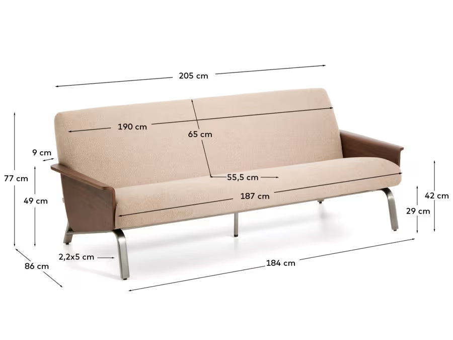 Amsen Light Brown 3-Seater Sofa.