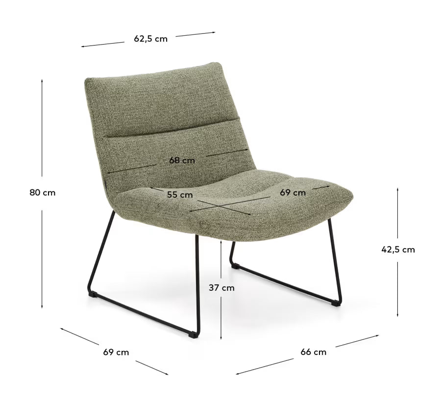 Asen Green Chenille Armchair.