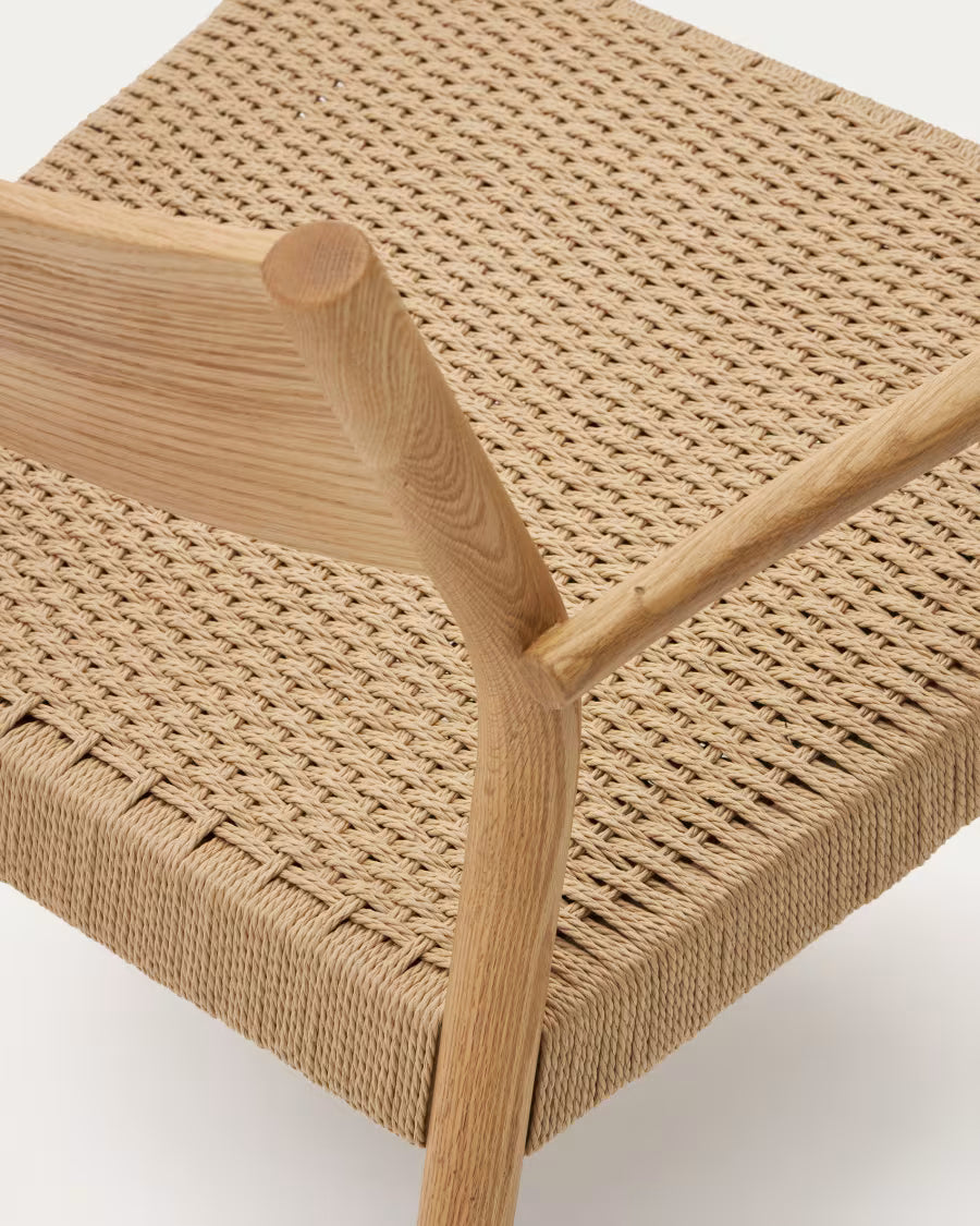 Yalia armchair in natural solid oak with paper rope seat FSC 100%