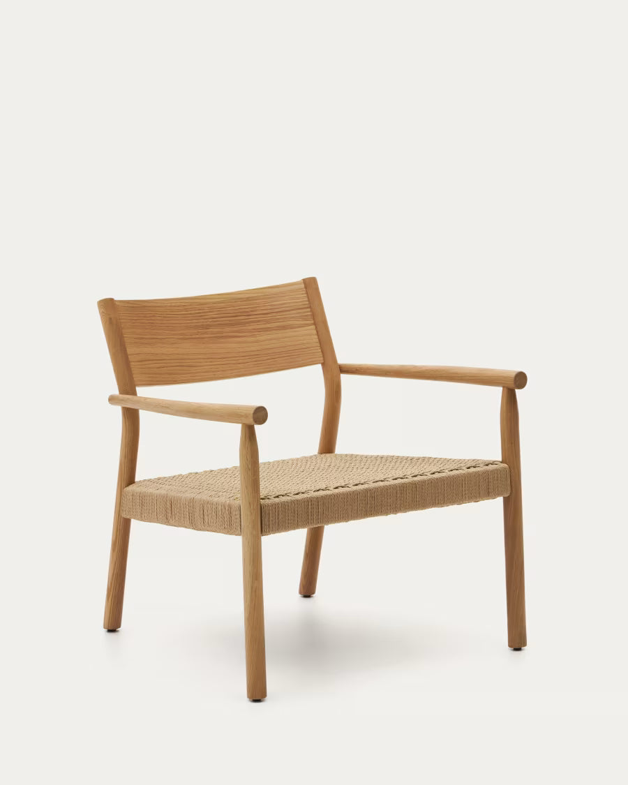 Yalia armchair in natural solid oak with paper rope seat FSC 100%