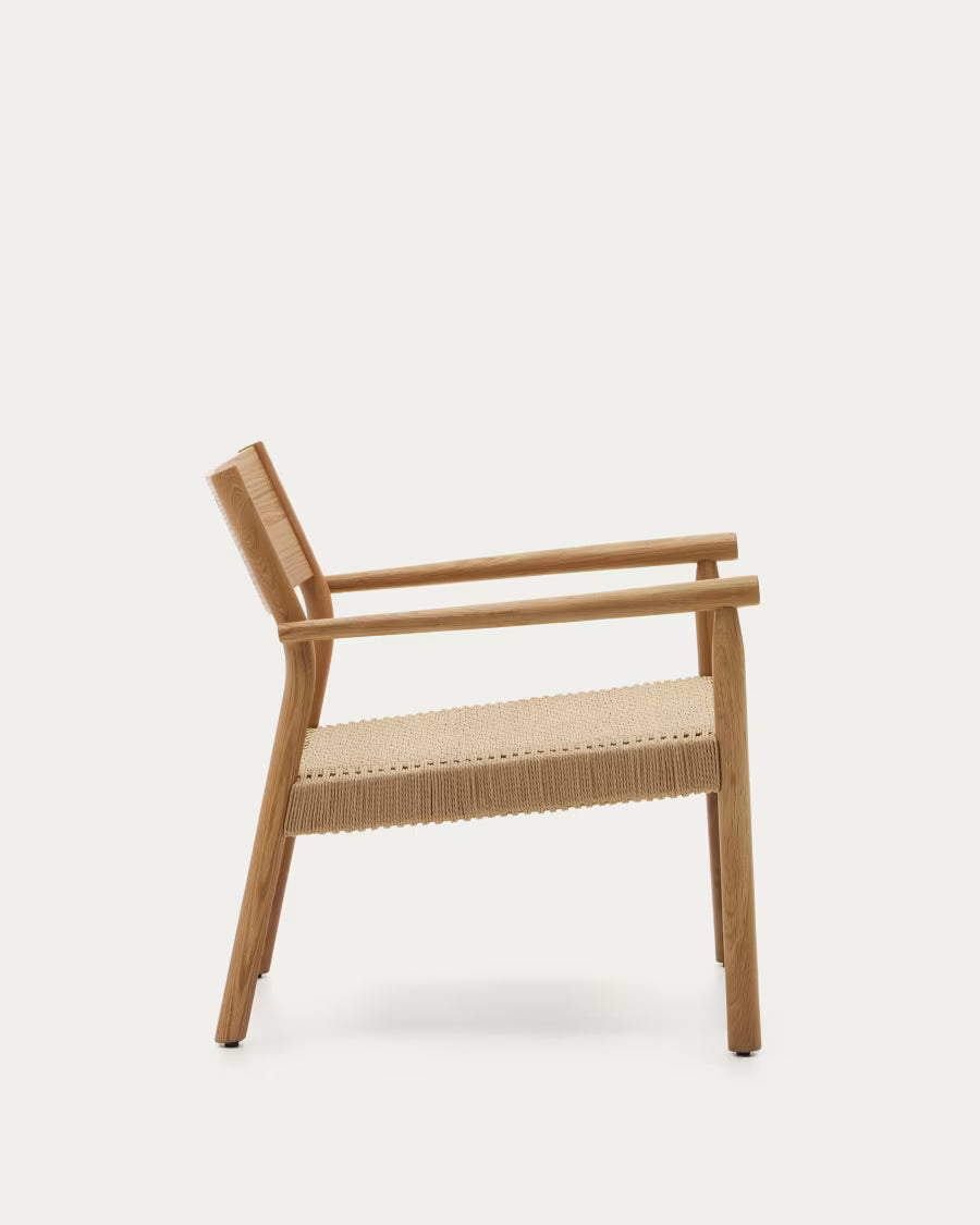 Yalia armchair in natural solid oak with paper rope seat FSC 100%