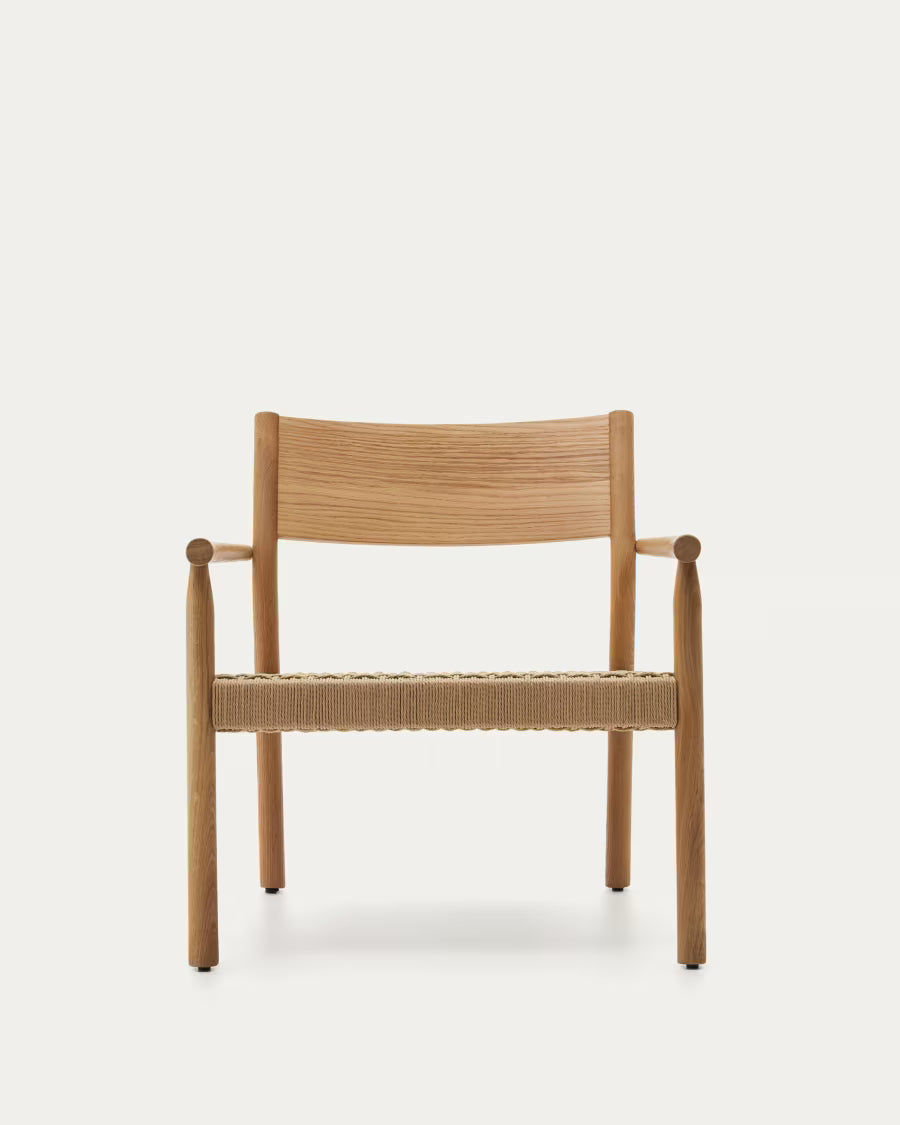 Yalia armchair in natural solid oak with paper rope seat FSC 100%