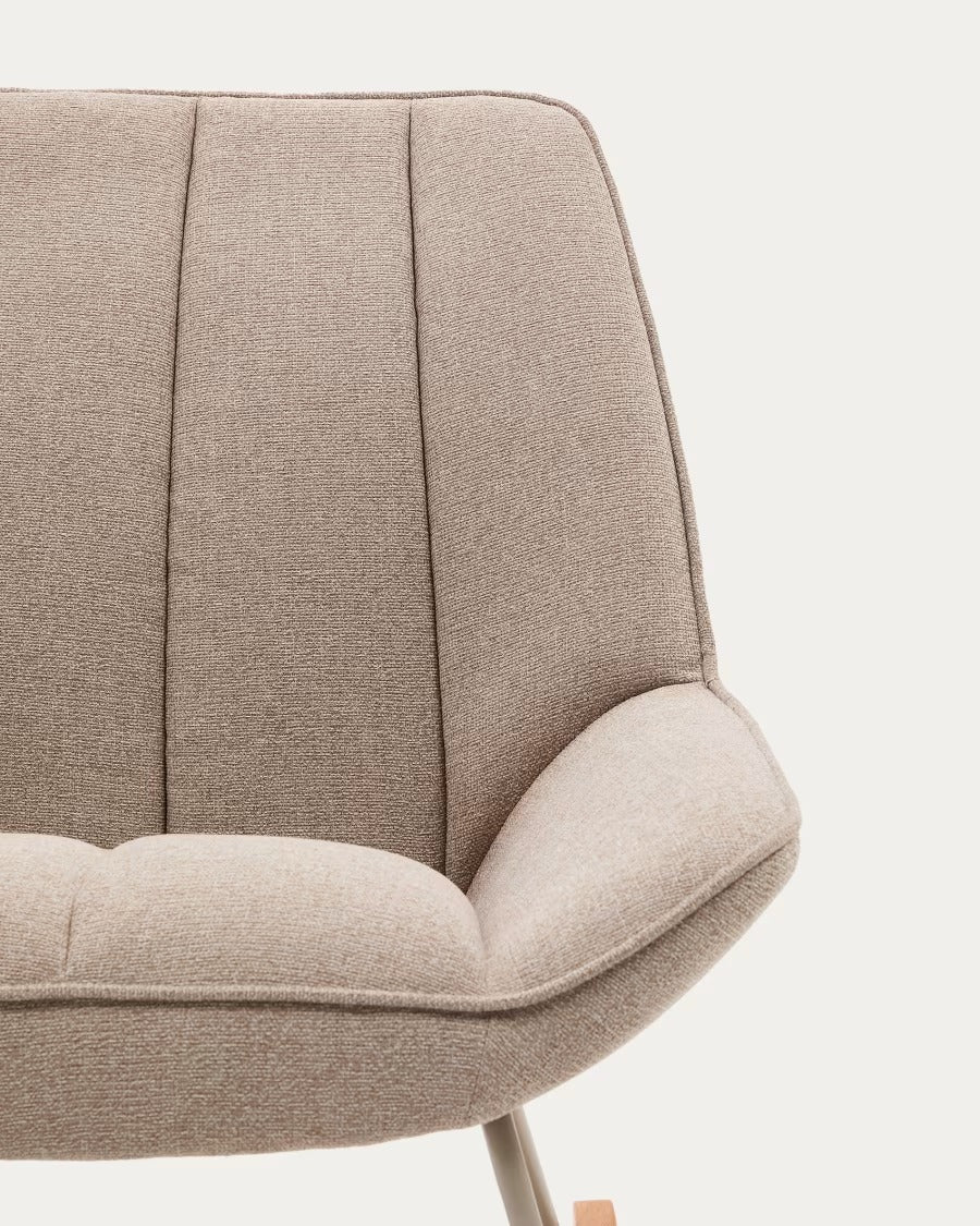 Marlina Rocking Chair in beige chenille fabric