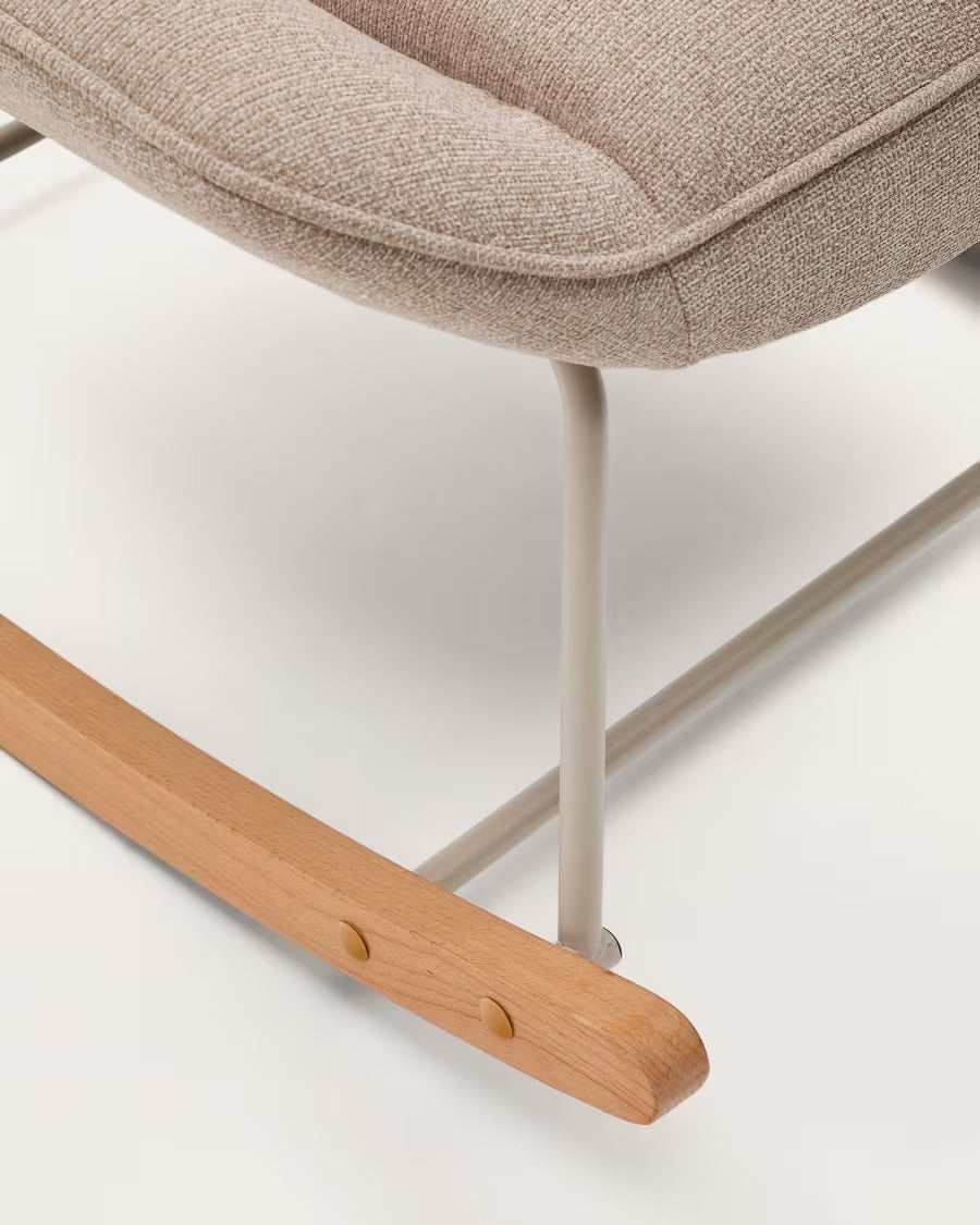 Marlina Rocking Chair in beige chenille fabric