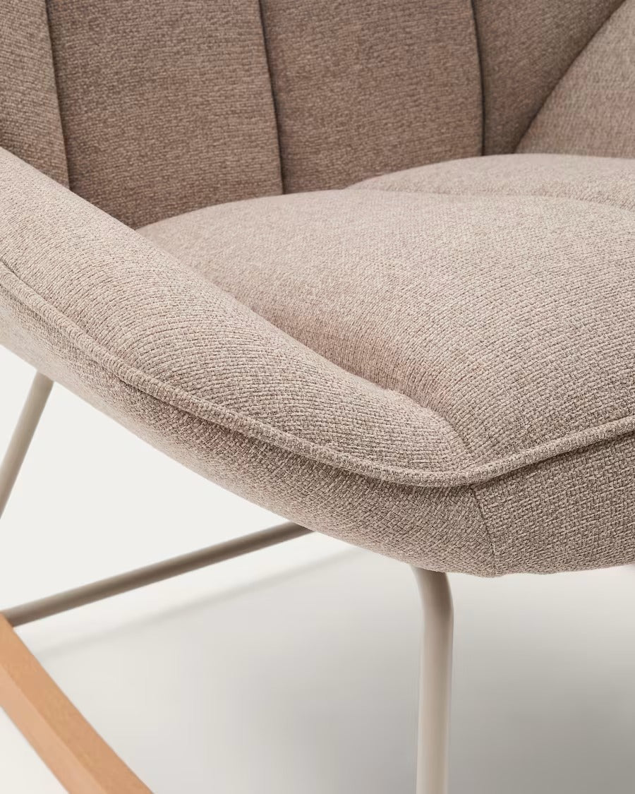 Marlina Rocking Chair in beige chenille fabric