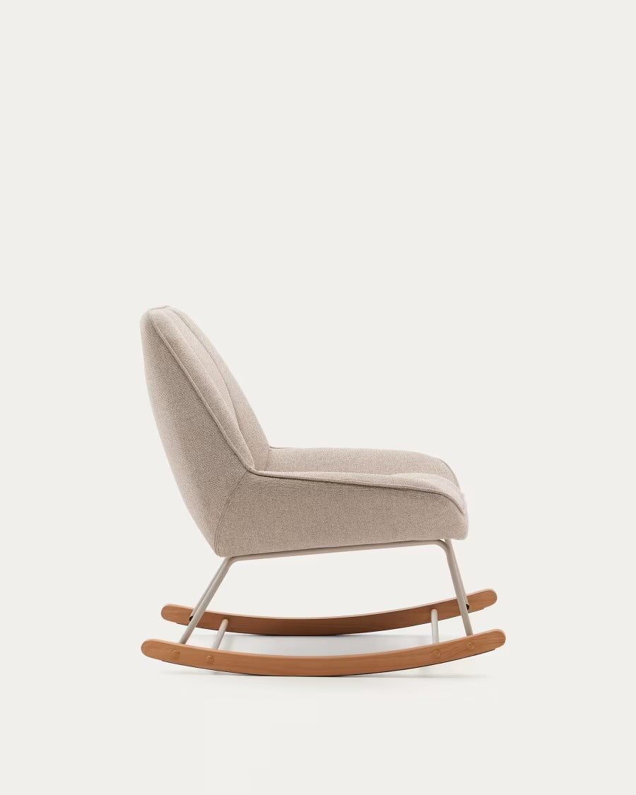Marlina Rocking Chair in beige chenille fabric
