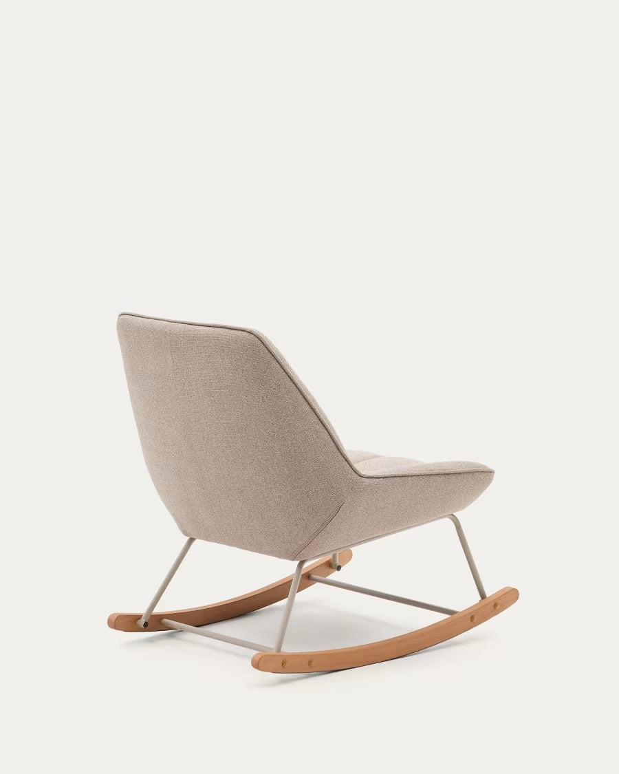 Marlina Rocking Chair in beige chenille fabric