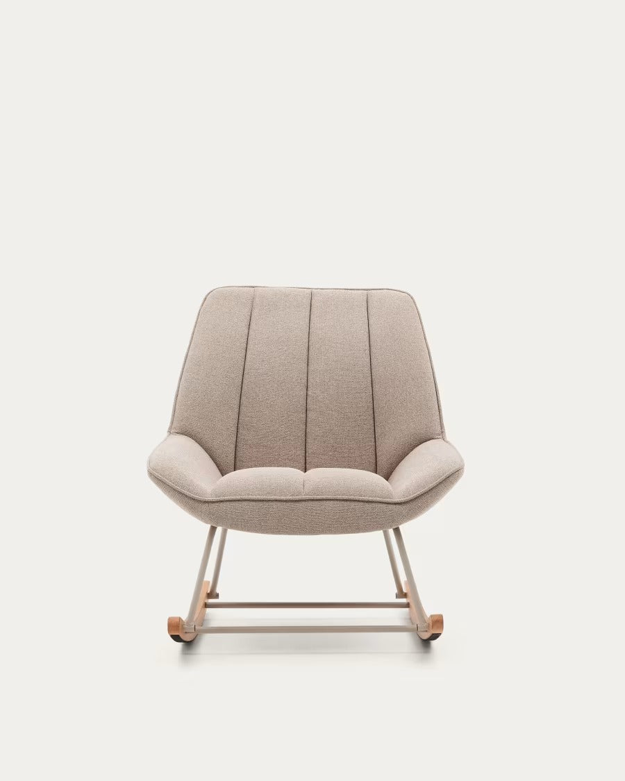 Marlina Rocking Chair in beige chenille fabric