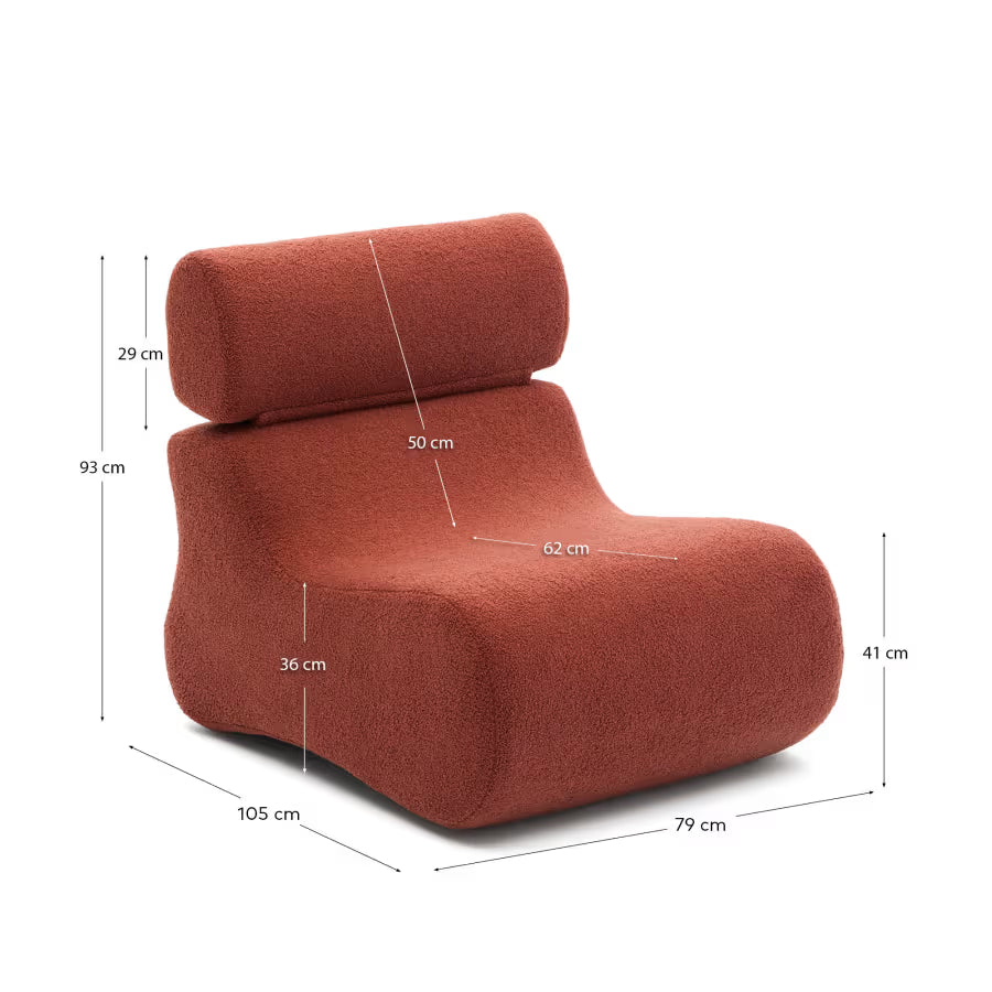Club Terracotta Boucle Armchair.
